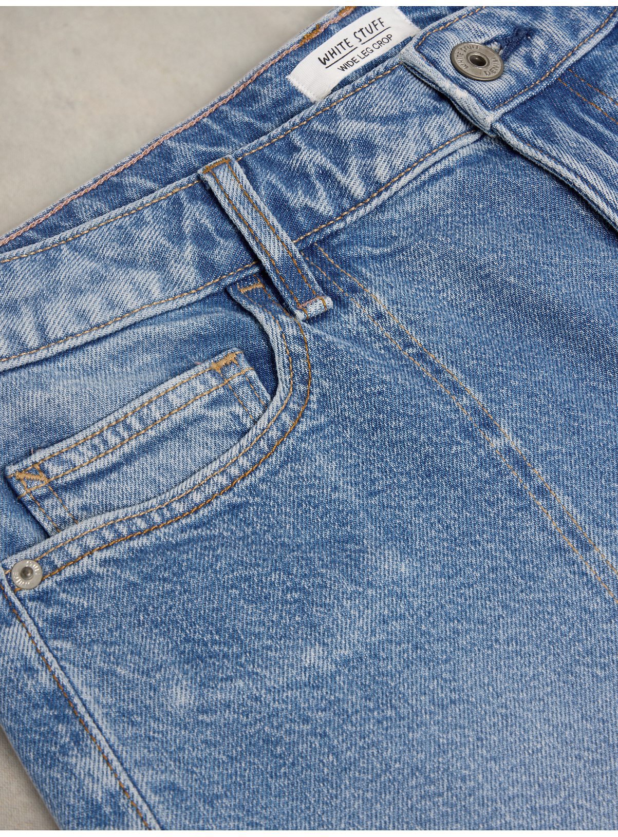 WHITE STUFF Tia Wide Leg Crop Jean Mid Denim 8 - Image 6 thumbnail